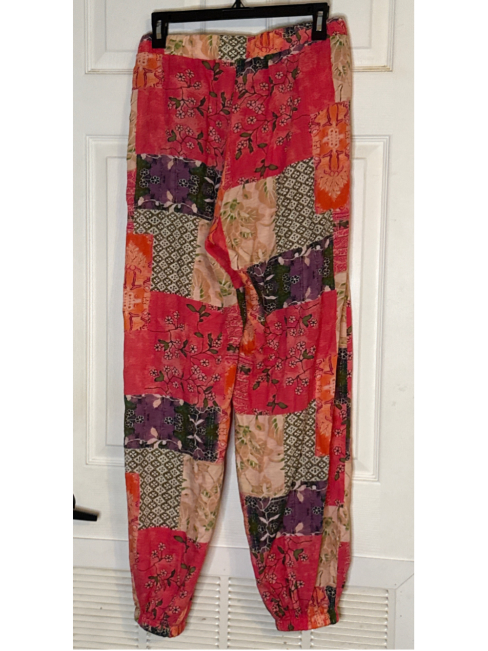 POL Patchwork Joggers Size S Pink Orange Boho Drawstring Pants - Picture 3 of 5